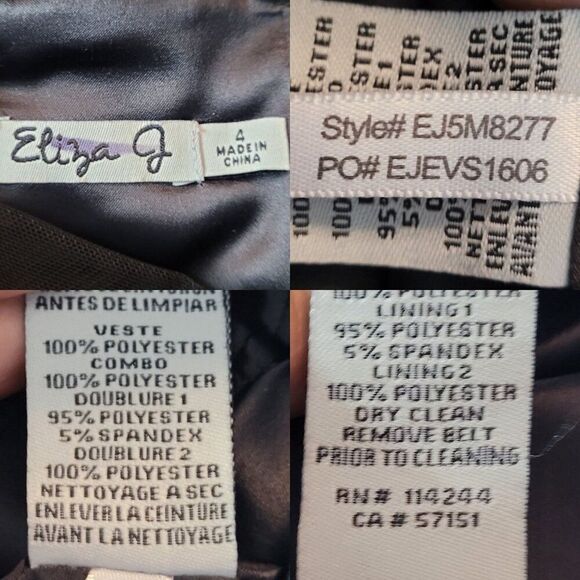 Eliza J Illusion Dot Charmeuse Fit & Flare Dress Sz 6 Black Retro 60s Party - Picture 3 of 13